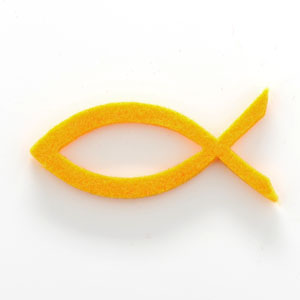 Filzelement Christlicher Fisch in Gelb